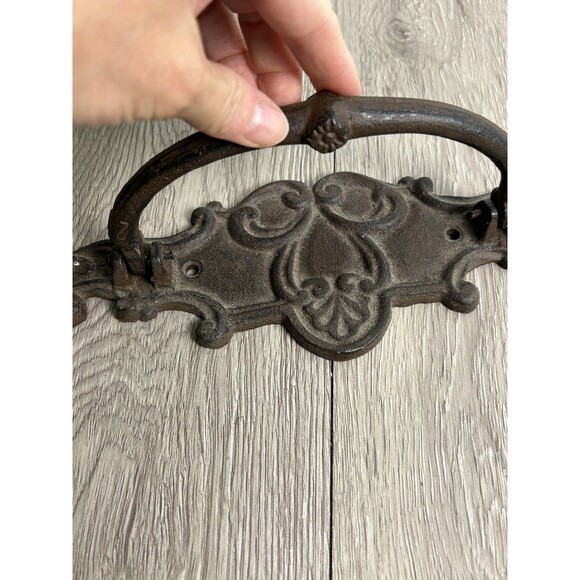 Vintage Ornate Cast Iron Drawer Pull Handle 9” - Picture 2 of 7